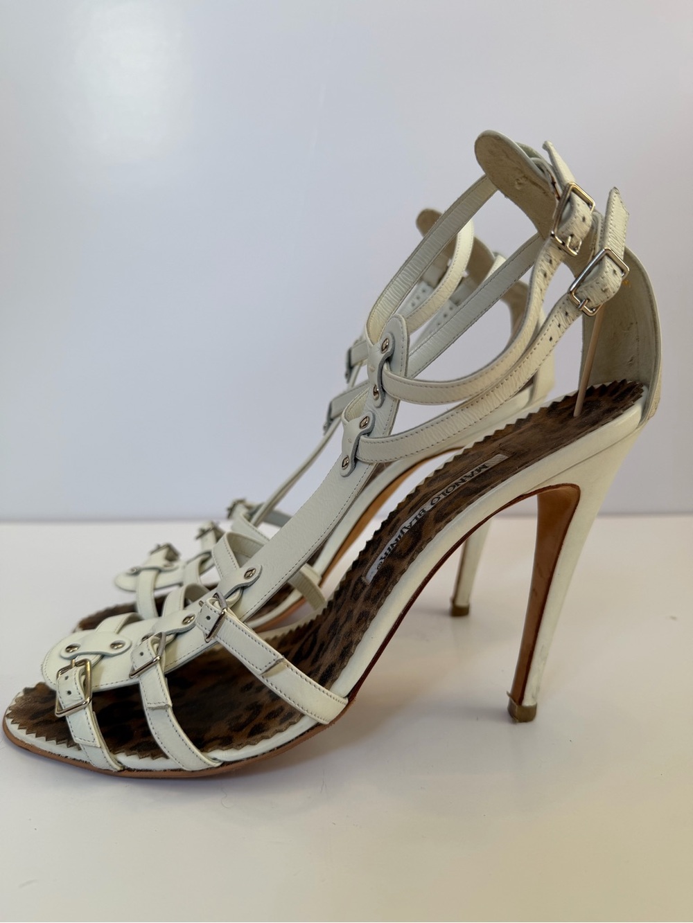 ✨Authentic✨Manolo Blahnik White Multi-Strap Gladiator Sandals - Picture 2 of 13